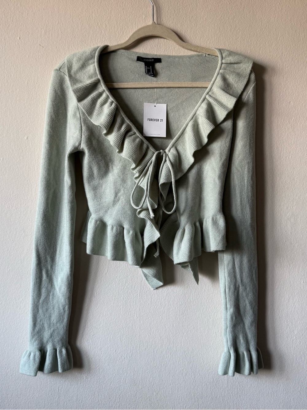 Muted Sage Green Tie Front Cardigan